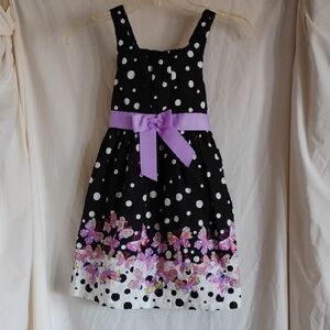Jessica Ann Polka Dot Dress with Lavender Bow